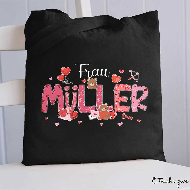 Personalisiert Name Süßeste Kleine Herzen Lehrer Tragetasche