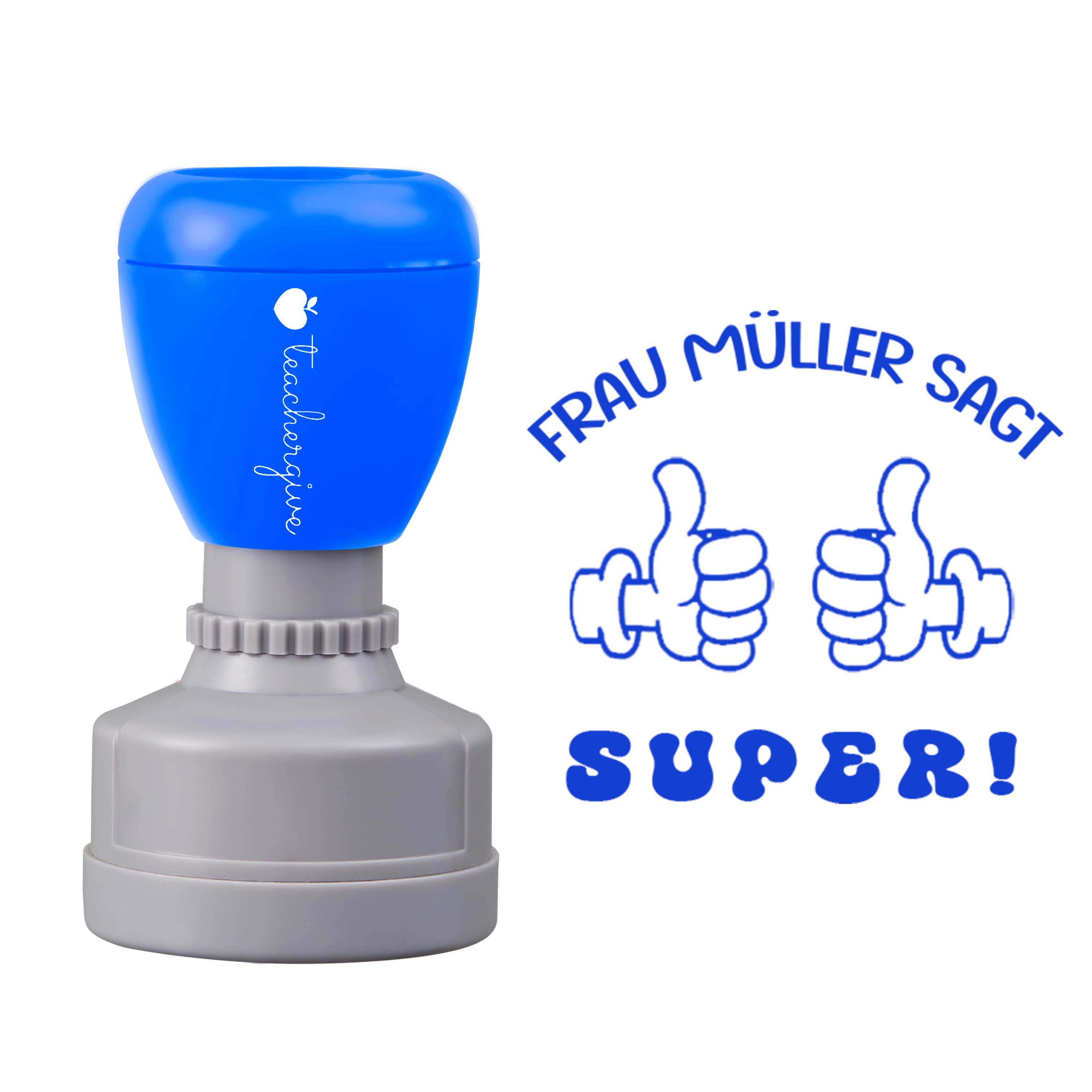 Personalisiert Name sagt super Lehrer Stempel