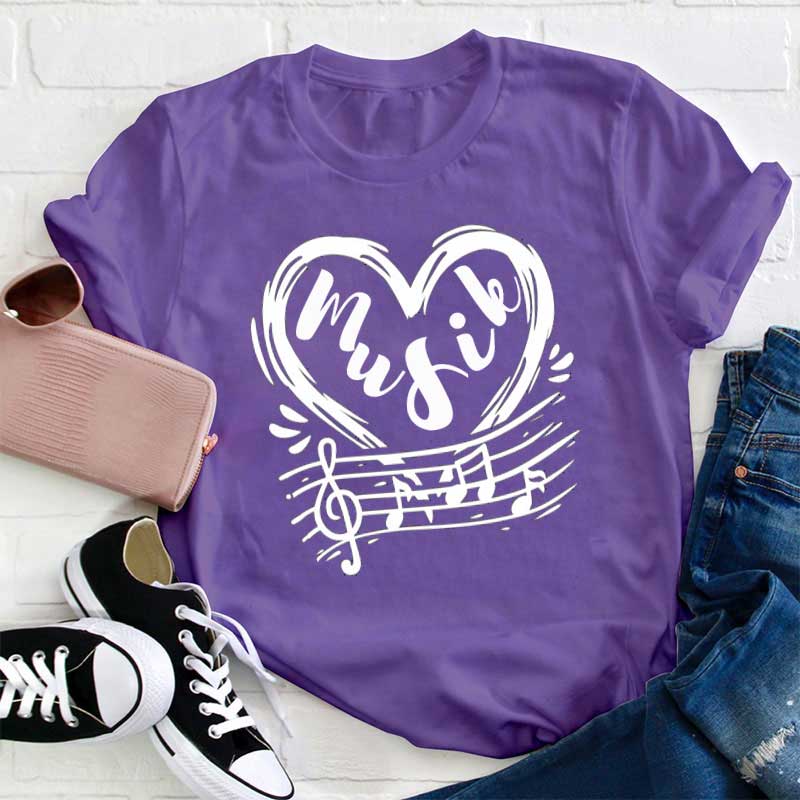 Musik Herz Lehrer T-Shirt