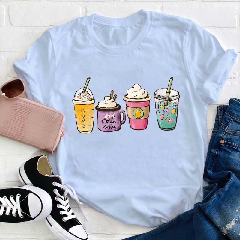 Ostern Kaffee Hase und Ei Lehrer T-Shirt