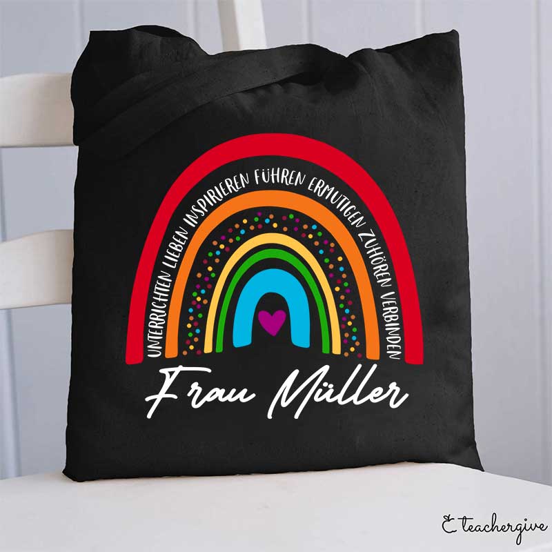 Personalisiert Name Rot Regenbogen Fähigkeit Lehrer Tragetasche