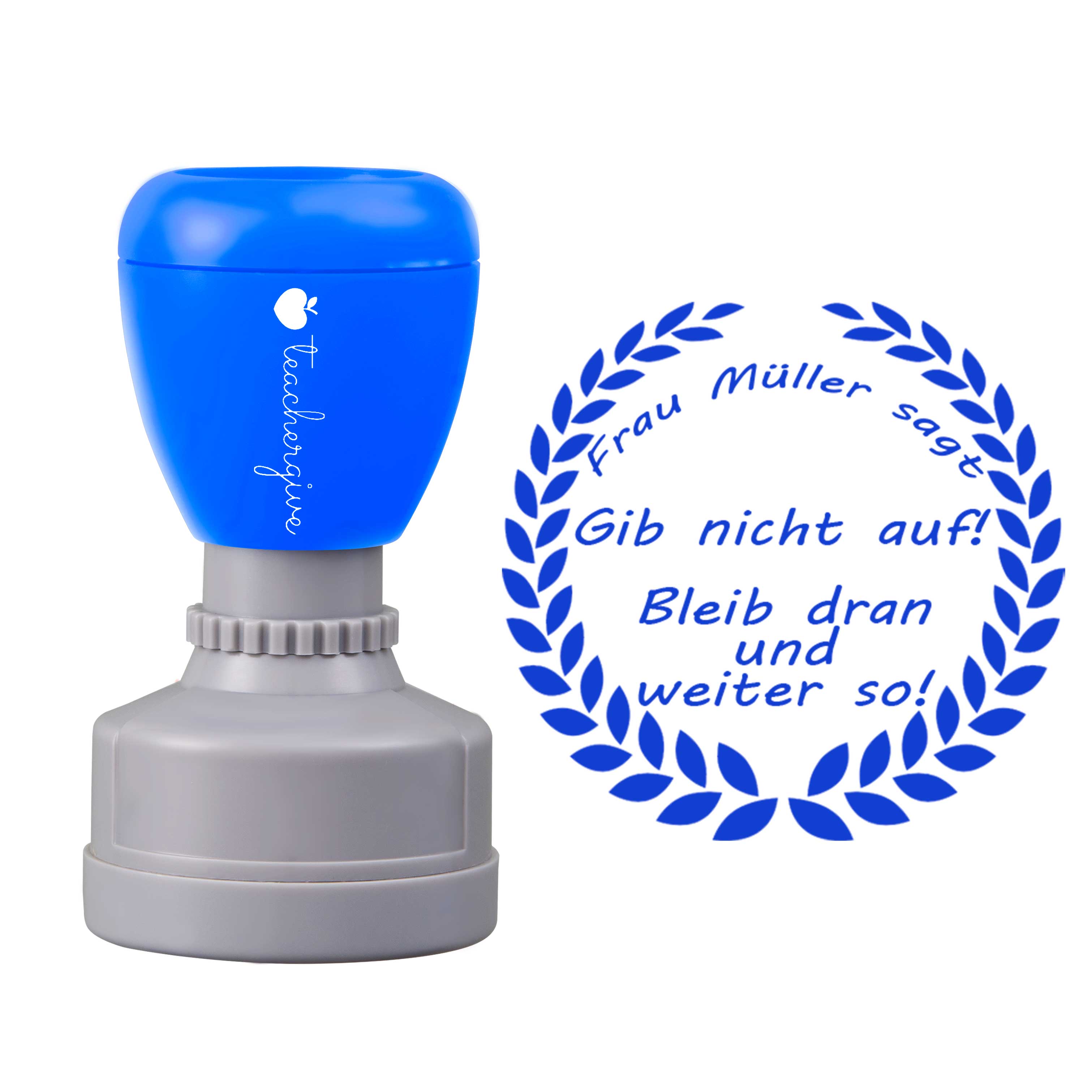 Personalisiert Name sagt Gib nicht auf Bleib dran und weiter so Lehrer Stempel