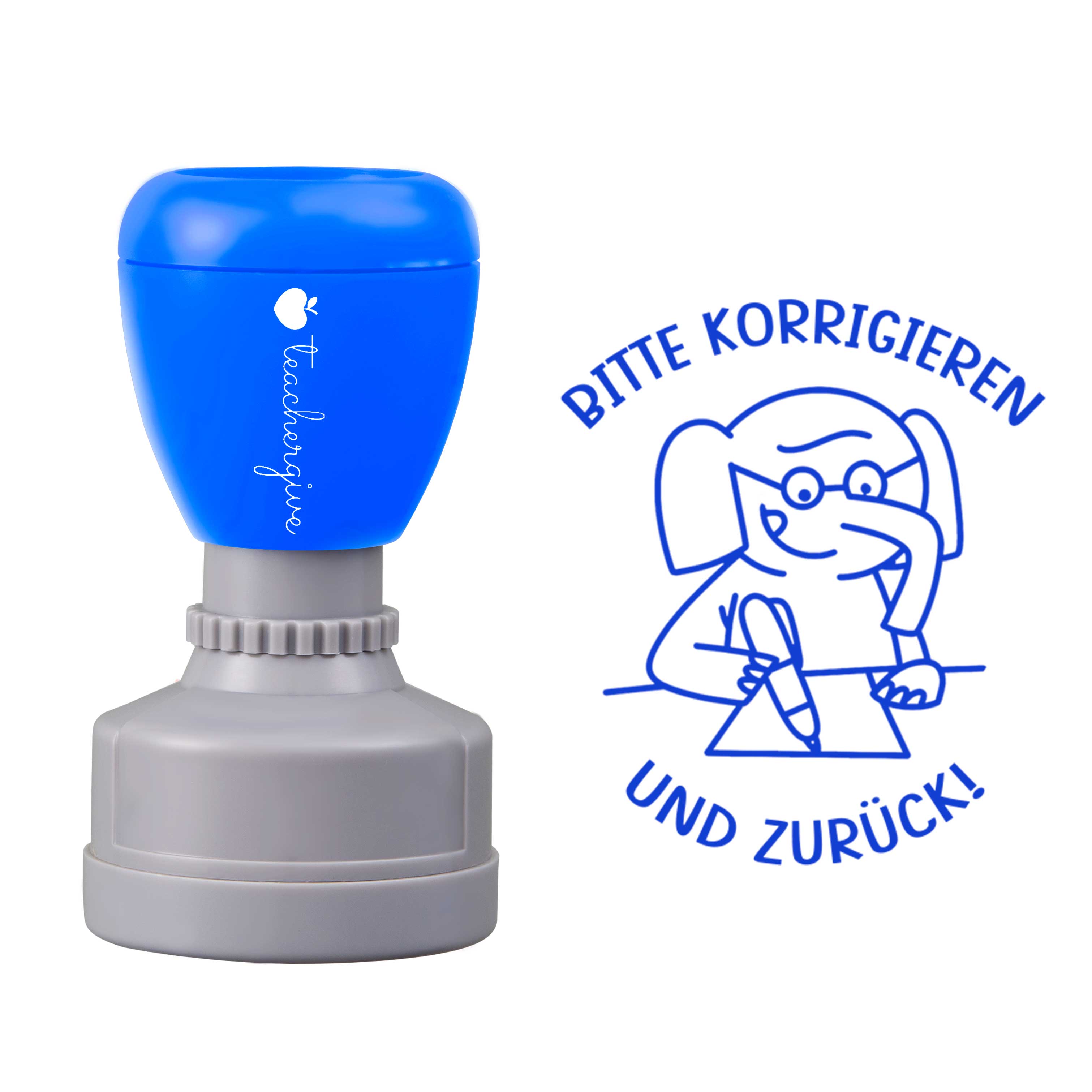 Bitte korrigieren und zurück Lehrer Stempel