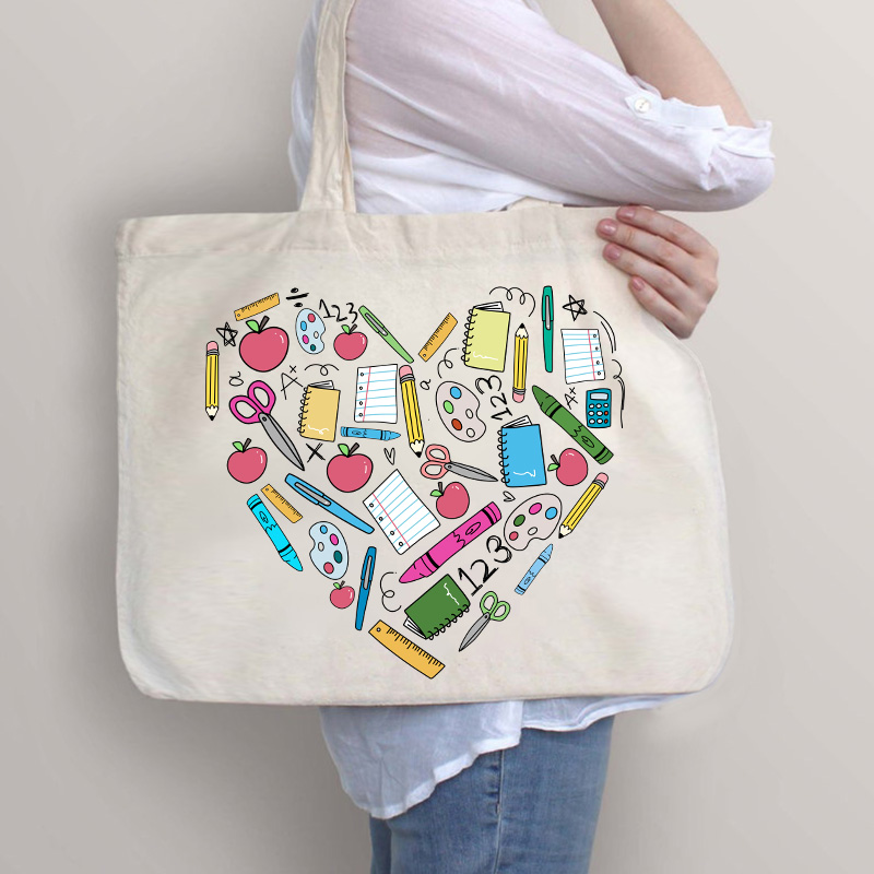 Teacher Heart Zip Tote Bag