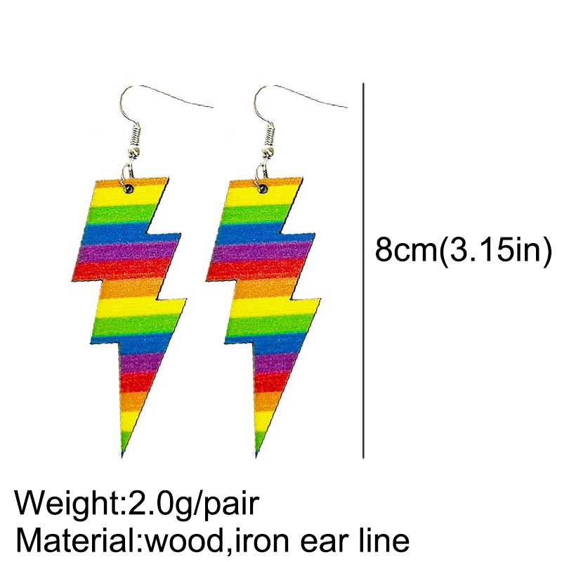Colorful Rainbow Earrings Wooden Earrings