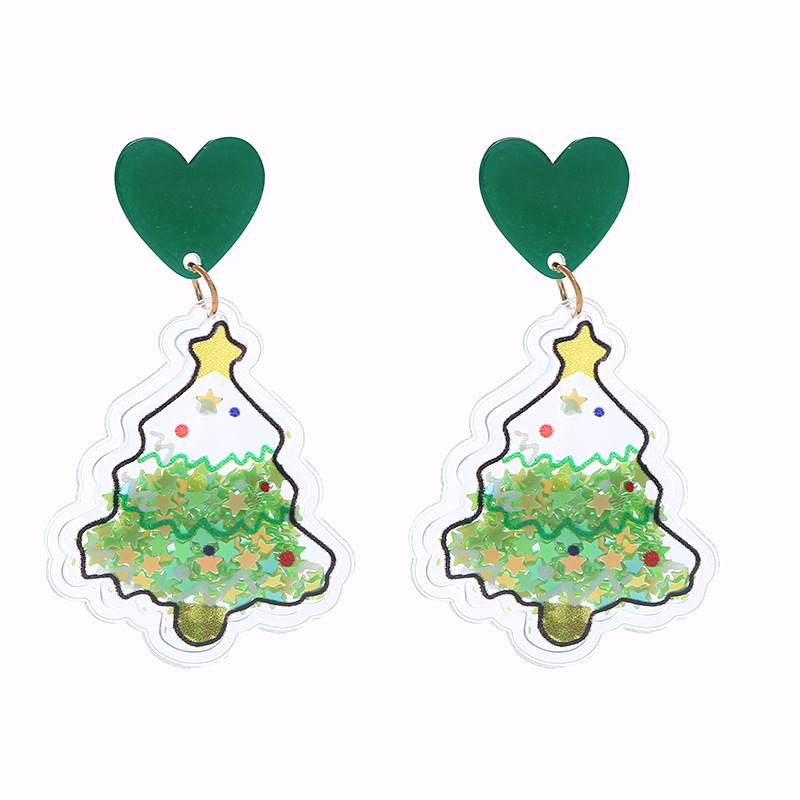 Christmas Tree Glitter Teacher Acrylic Earrings