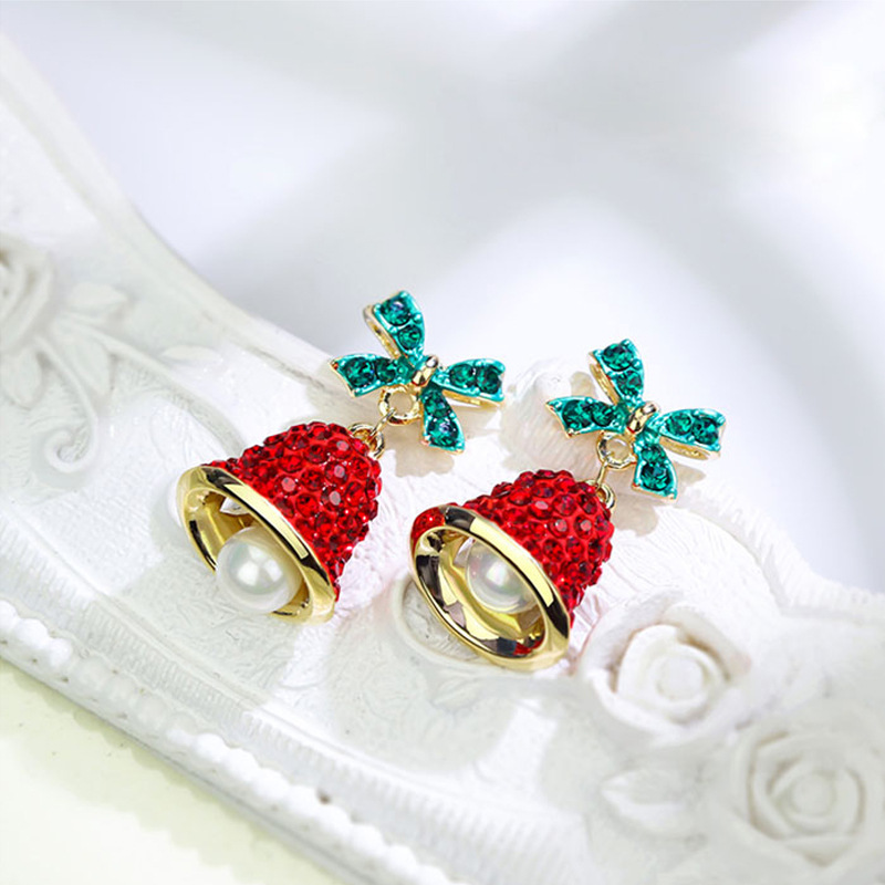 Christmas Bow Tumbleweed Earrings With Diamonds Teacherm Metal Earrings
