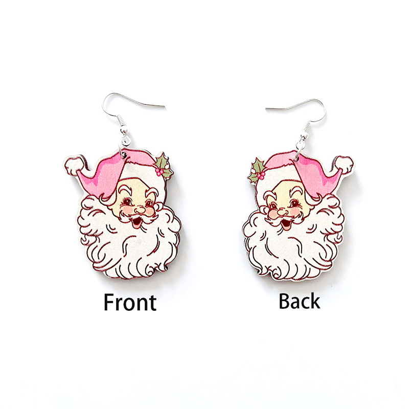 Pinky Christmas Vibes Teacher Wooden Earrings