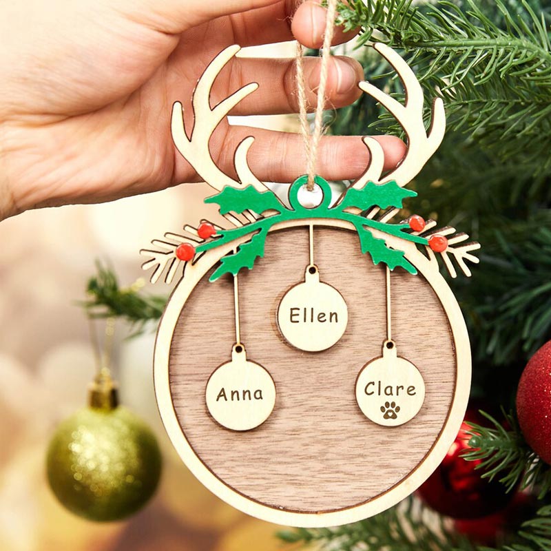 Personalized Christmas ElkTeacher Wooden Christmas Ornament