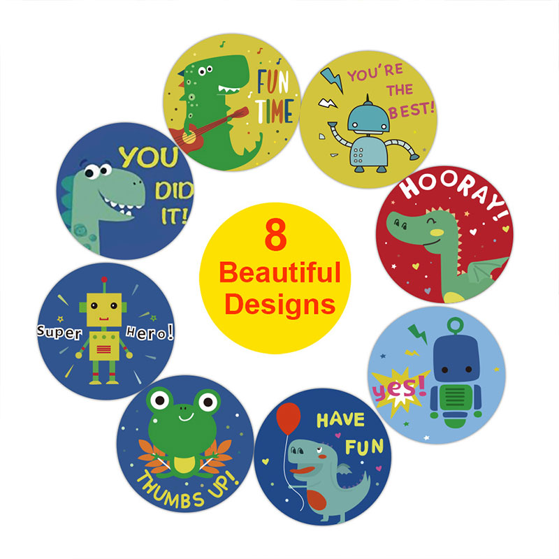 Funny Dinosaurs And Robots Teacher Stickers