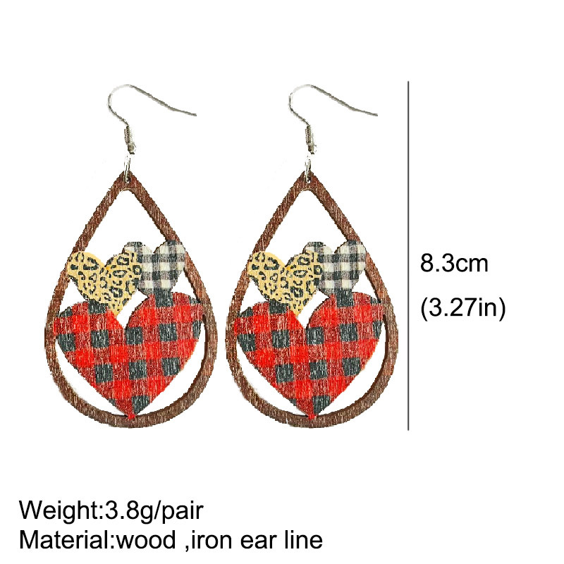 Openwork Heart-Shaped Teacher Wooden Earrings