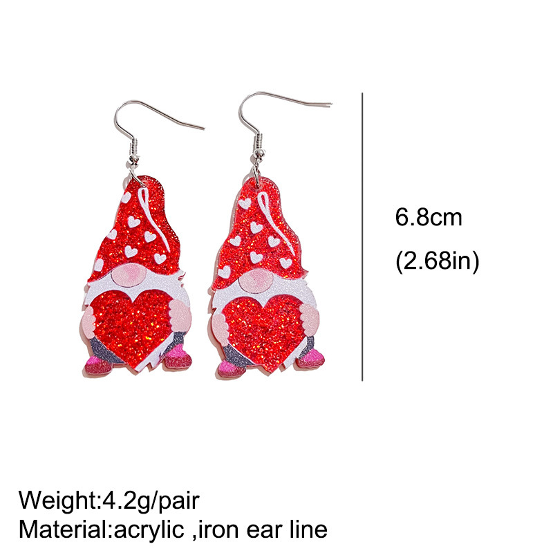 Christmas Gnome Glitter Teacher Acrylic Earrings