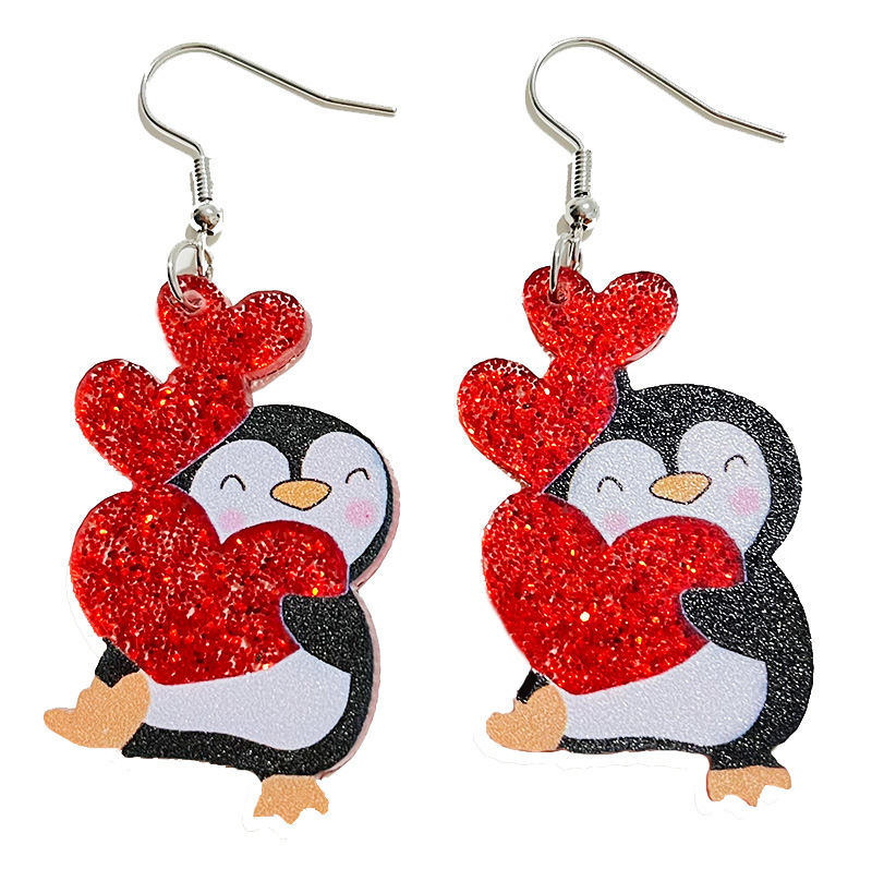 Penguin Glitter Teacher Acrylic Earrings