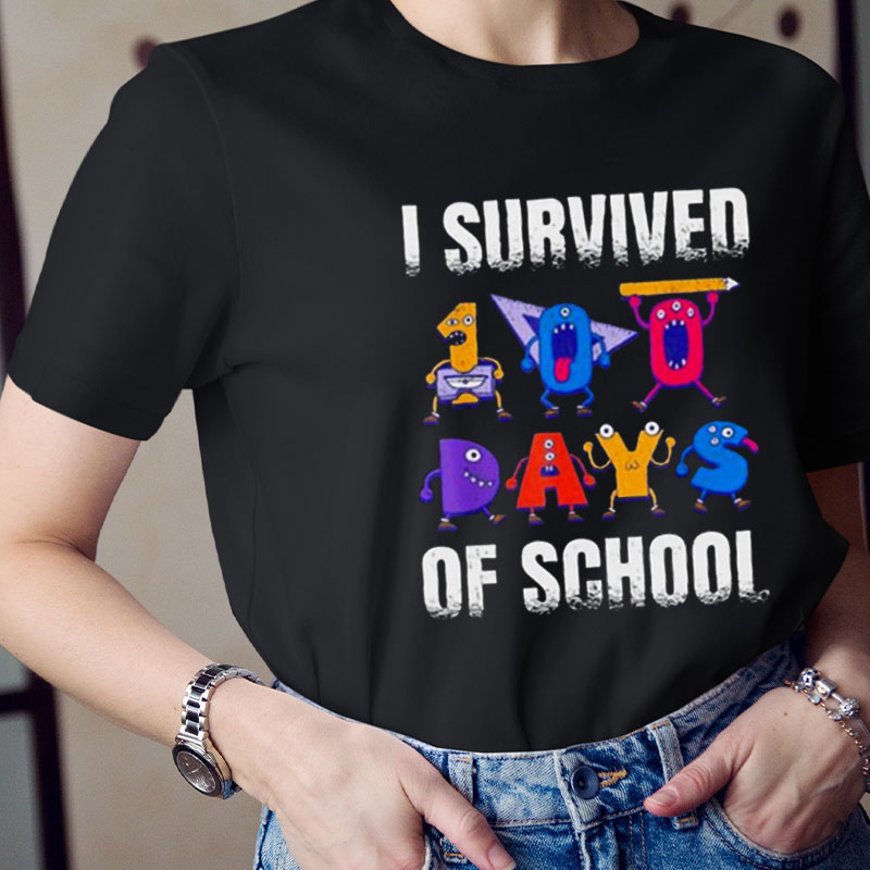 I Survived 100 Days Of School Teacher T-Shirt