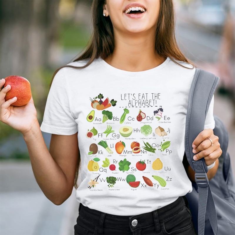 Let's Eat Alphabet Fruit Vegetable Teacher T-Shirt
