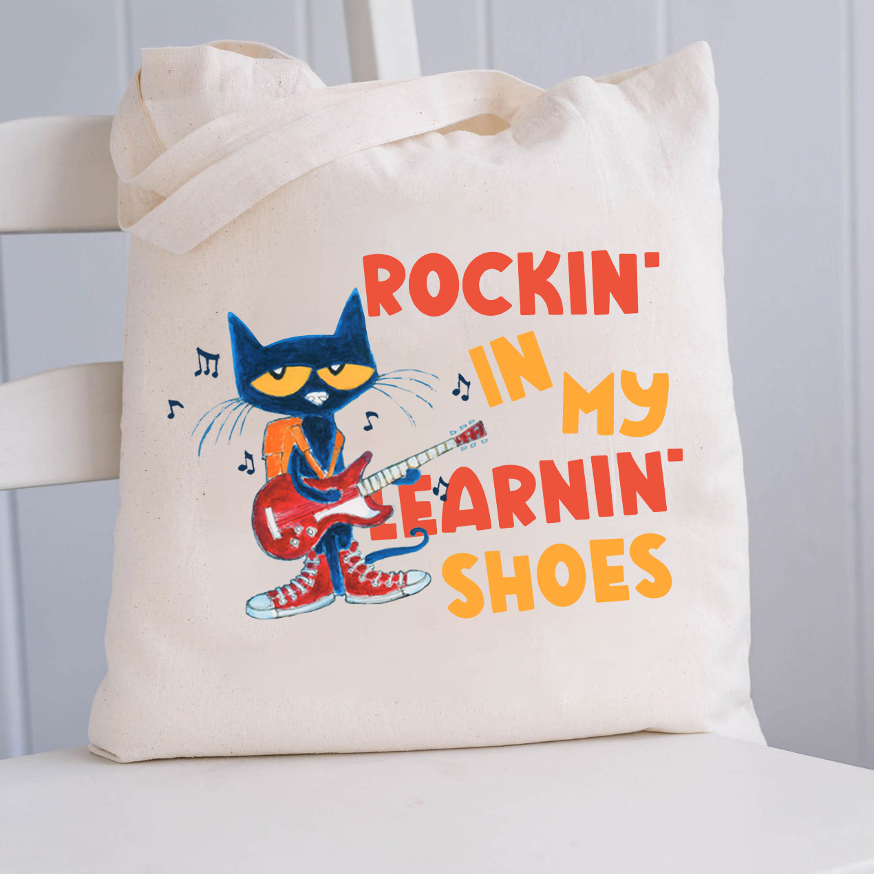 Rocking In My Blue Shoes Blue Cat Teacher Tote Bag