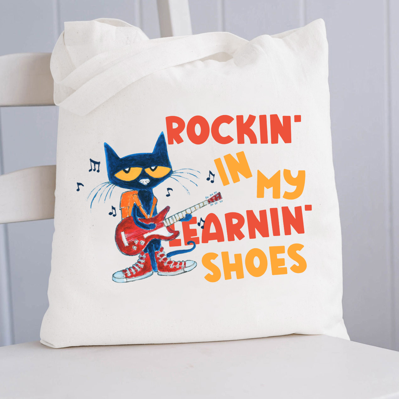 Rocking In My Blue Shoes Blue Cat Teacher Tote Bag