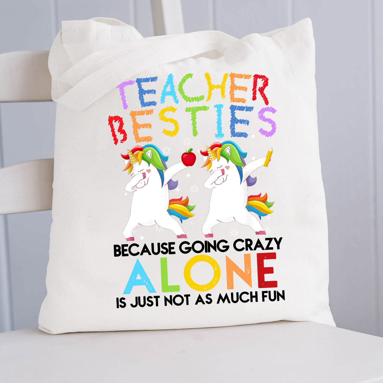 Unicorn Teacher Besties Teacher Tote Bag
