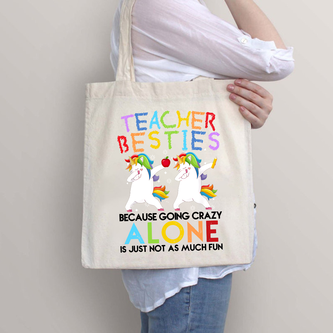 Unicorn Teacher Besties Teacher Tote Bag