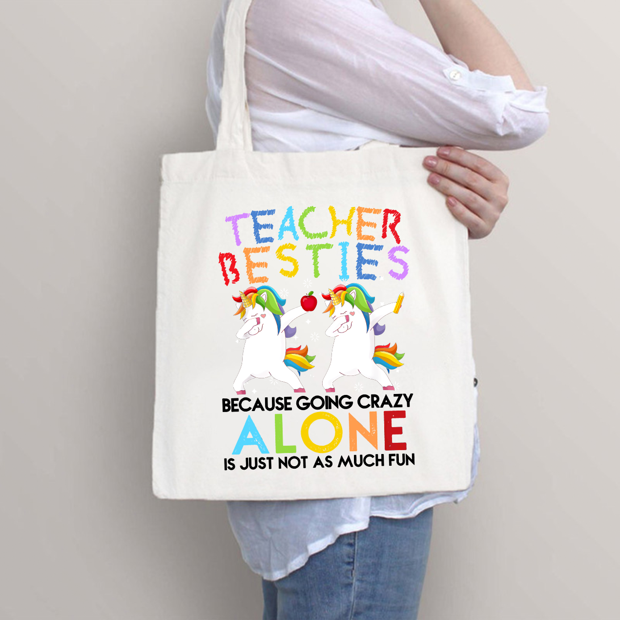 Unicorn Teacher Besties Teacher Tote Bag