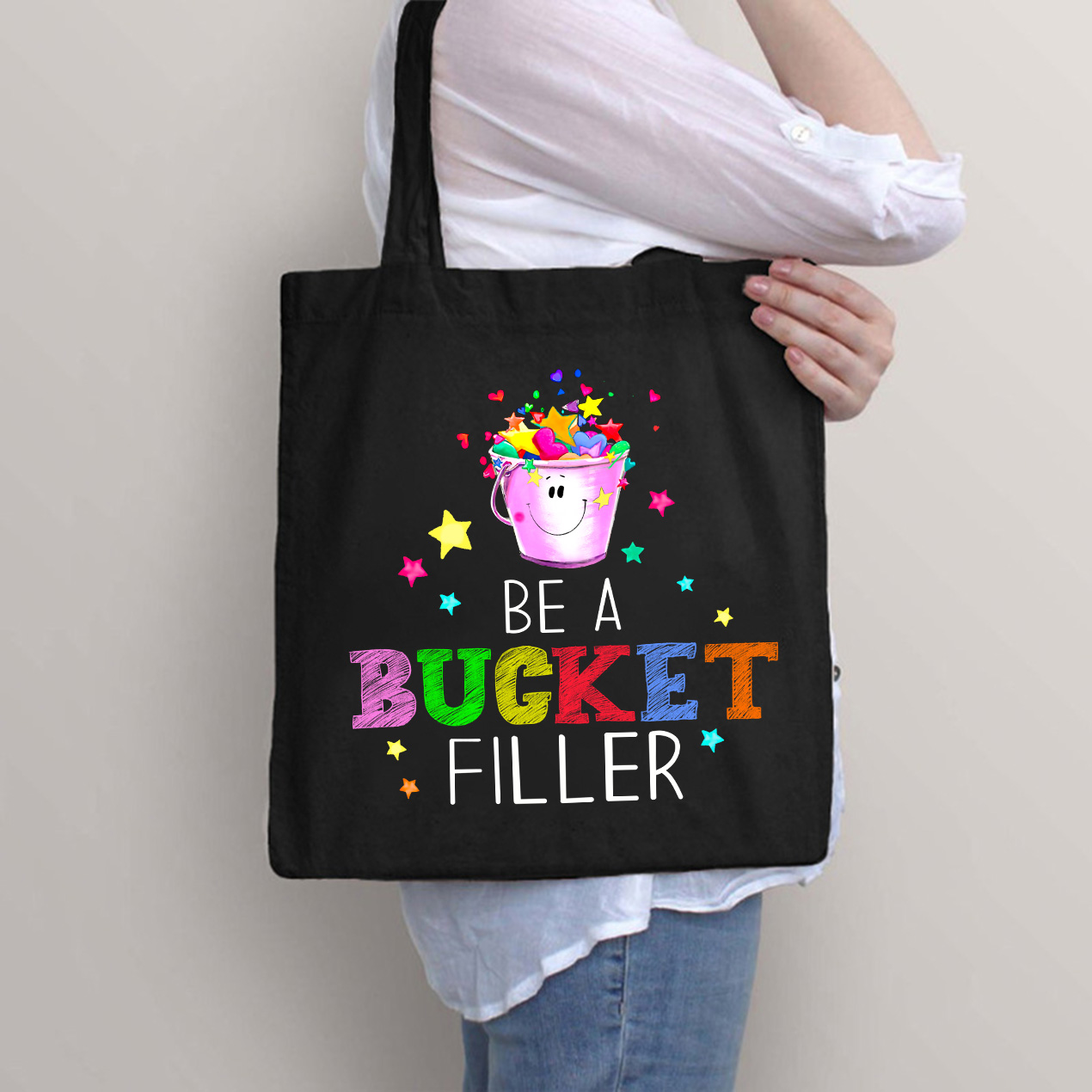 Be A Bucket Filler Cartoon Image Teacher Tote Bag