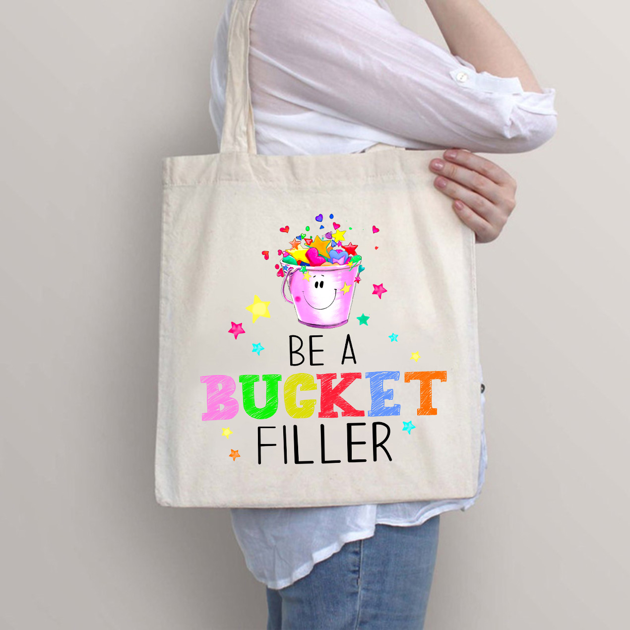 Be A Bucket Filler Cartoon Image Teacher Tote Bag