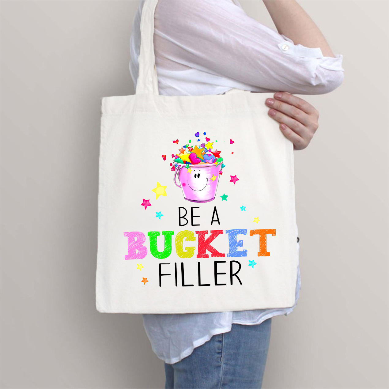Be A Bucket Filler Cartoon Image Teacher Tote Bag