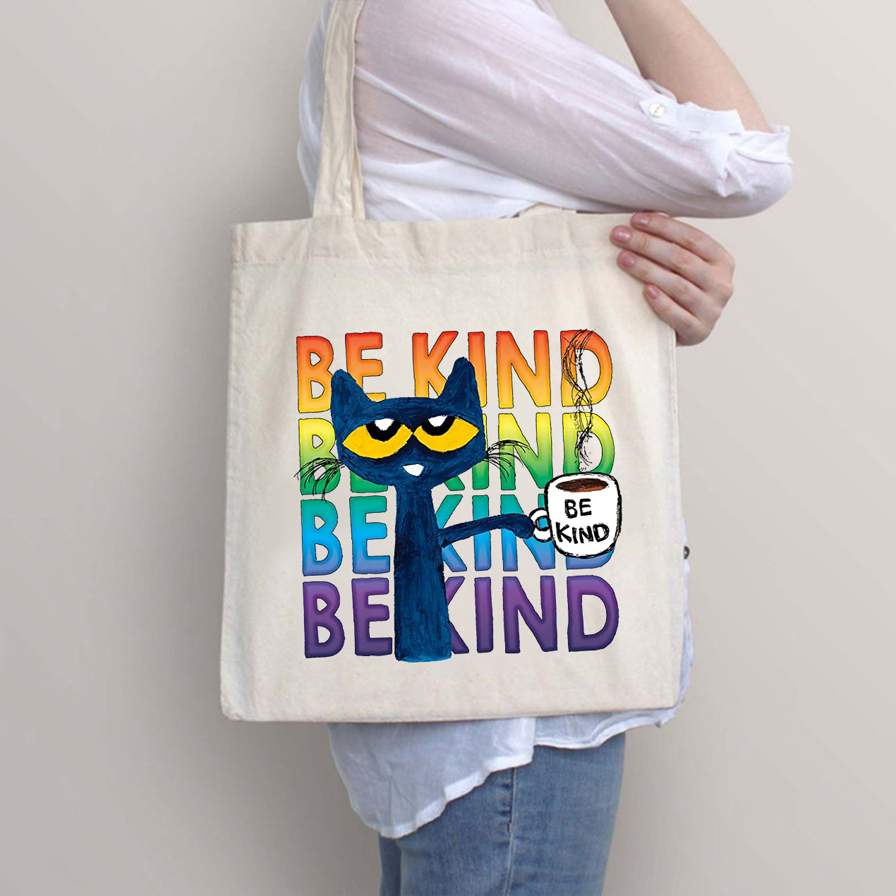 Be Kind Coffee Be Kind Cat Teacher Tote Bag
