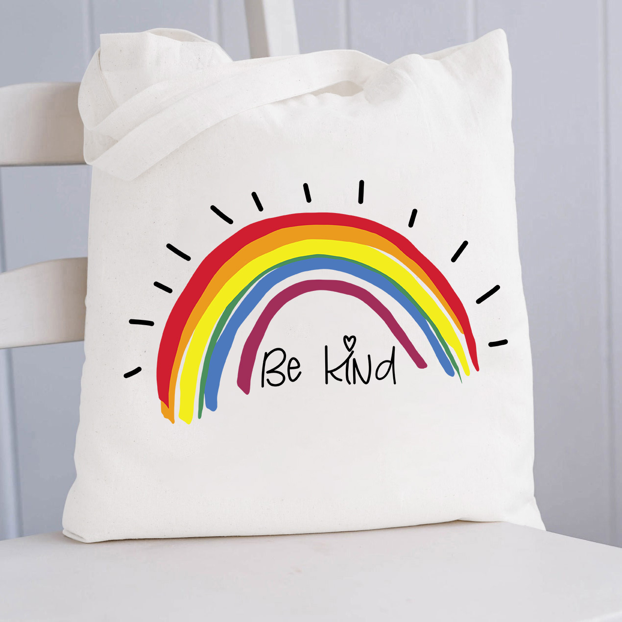 Be Kind Rainbow Stripe Teacher Tote Bag