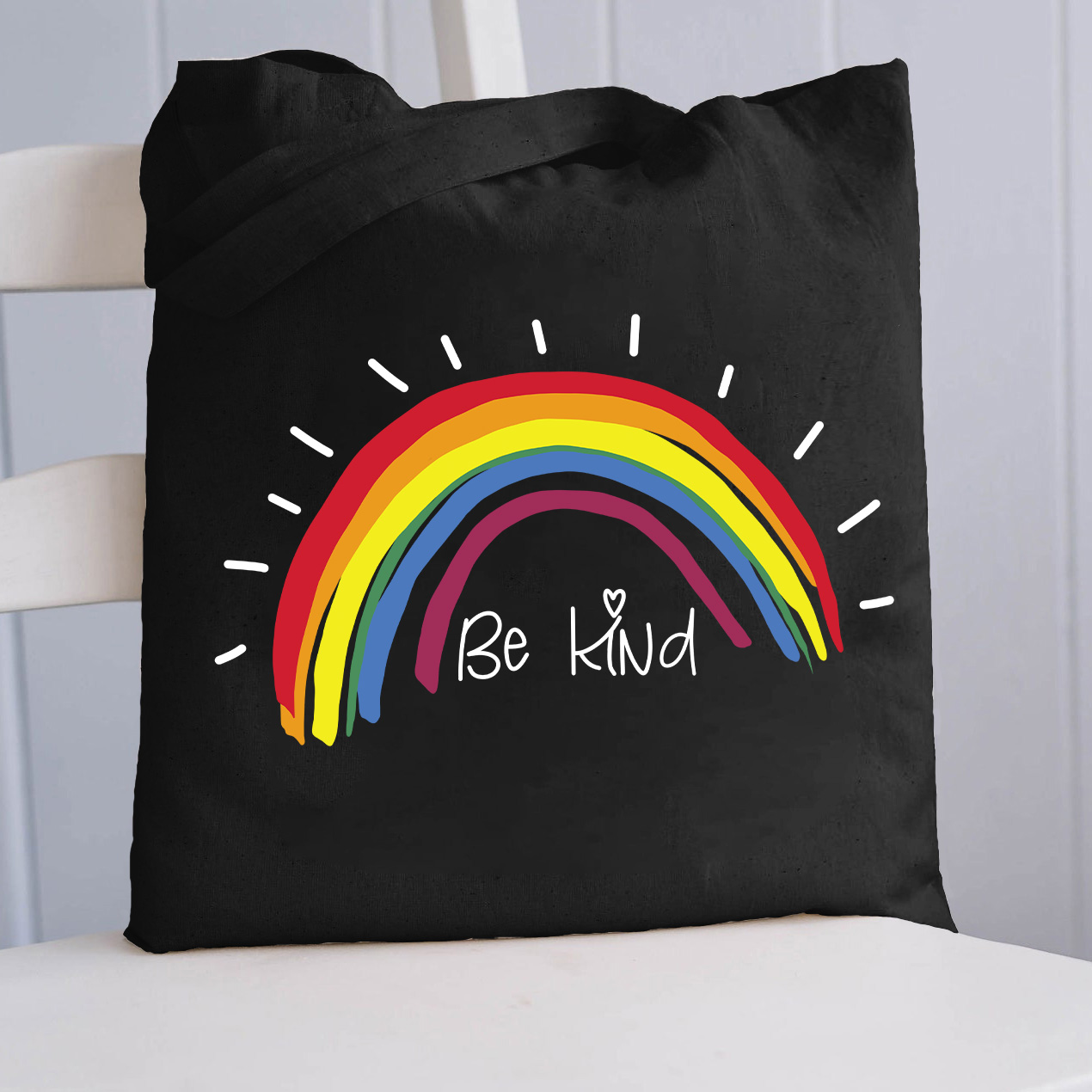 Be Kind Rainbow Stripe Teacher Tote Bag