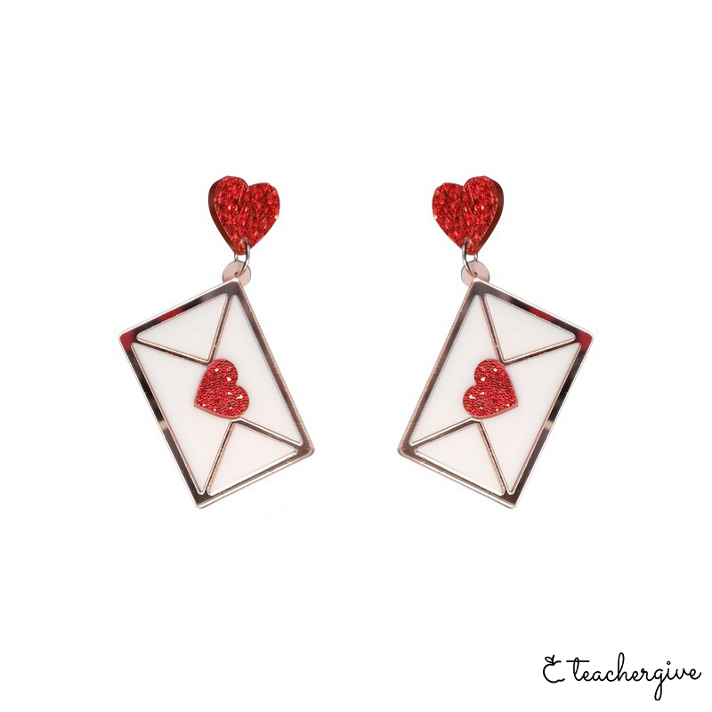 Heart Envelope Teacher Acrylic Earrings
