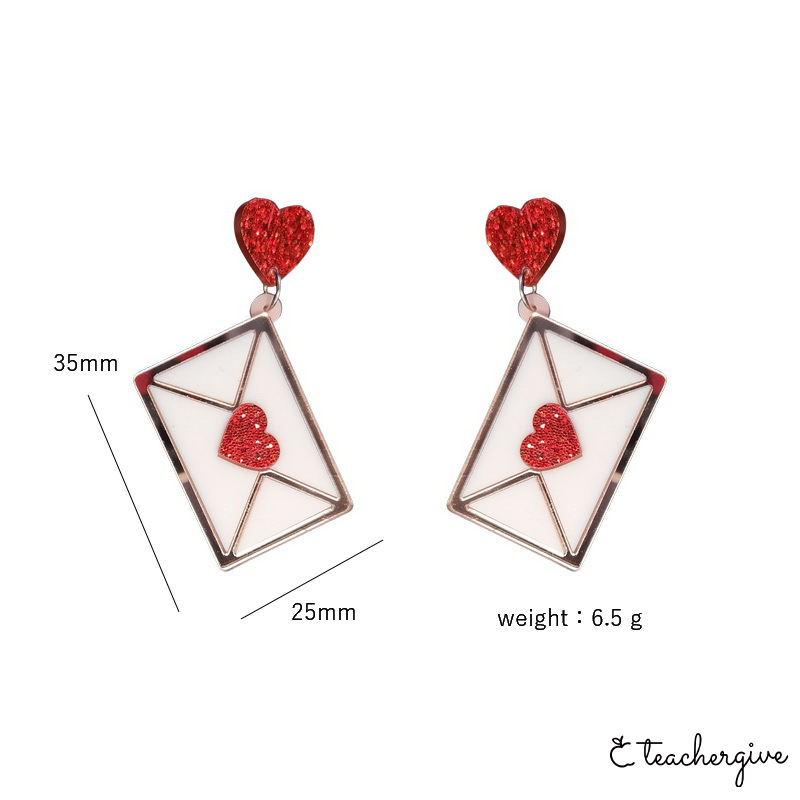 Heart Envelope Teacher Acrylic Earrings