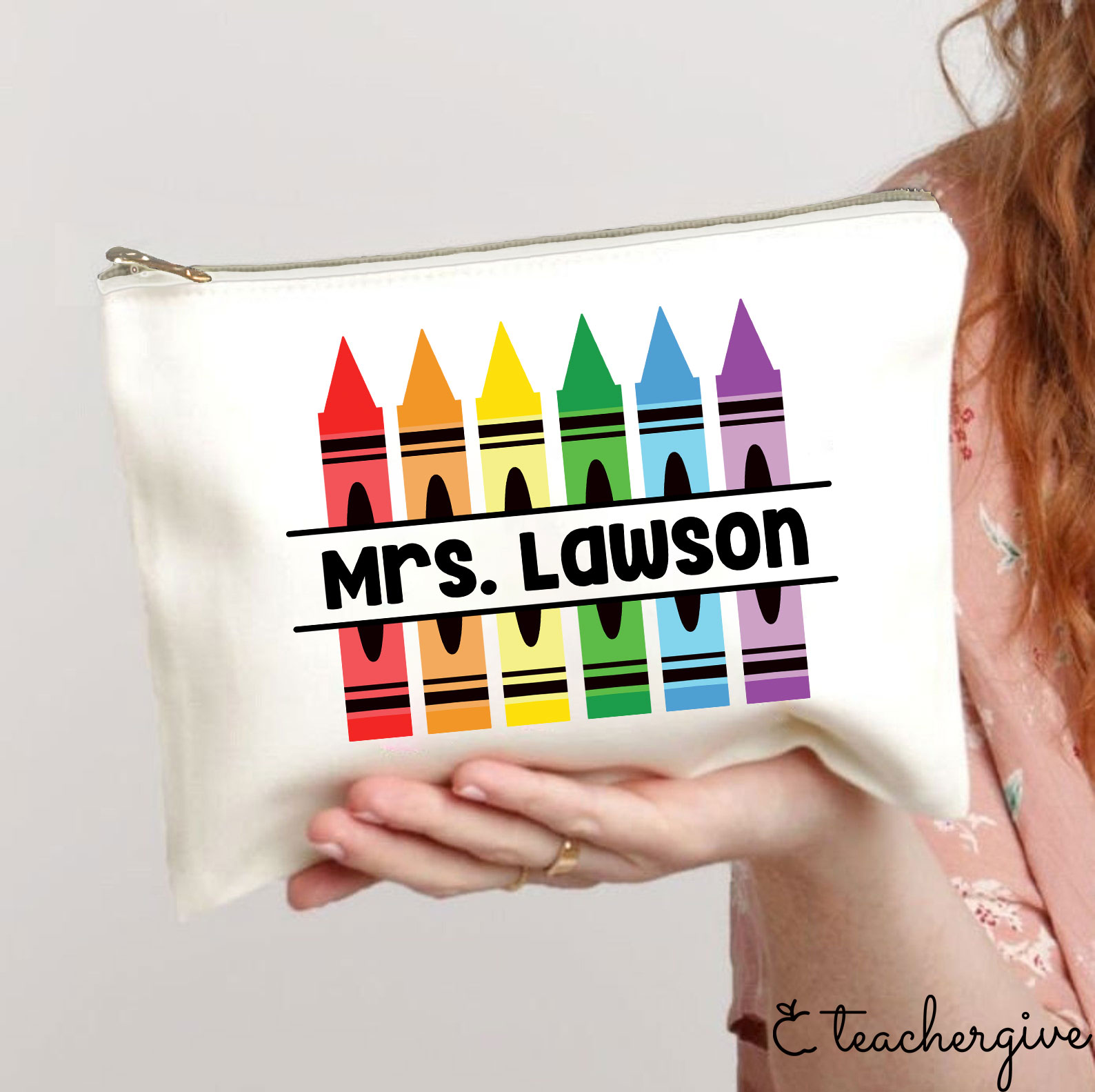 Personalized Pencil Crayon Teacher Name Teacher Makeup Bag