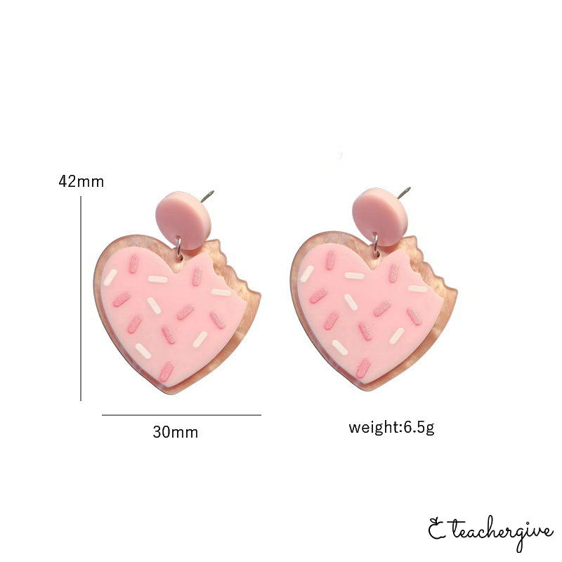 Take A Bite Heart-Shaped Cookie Teacher Acrylic Earrings