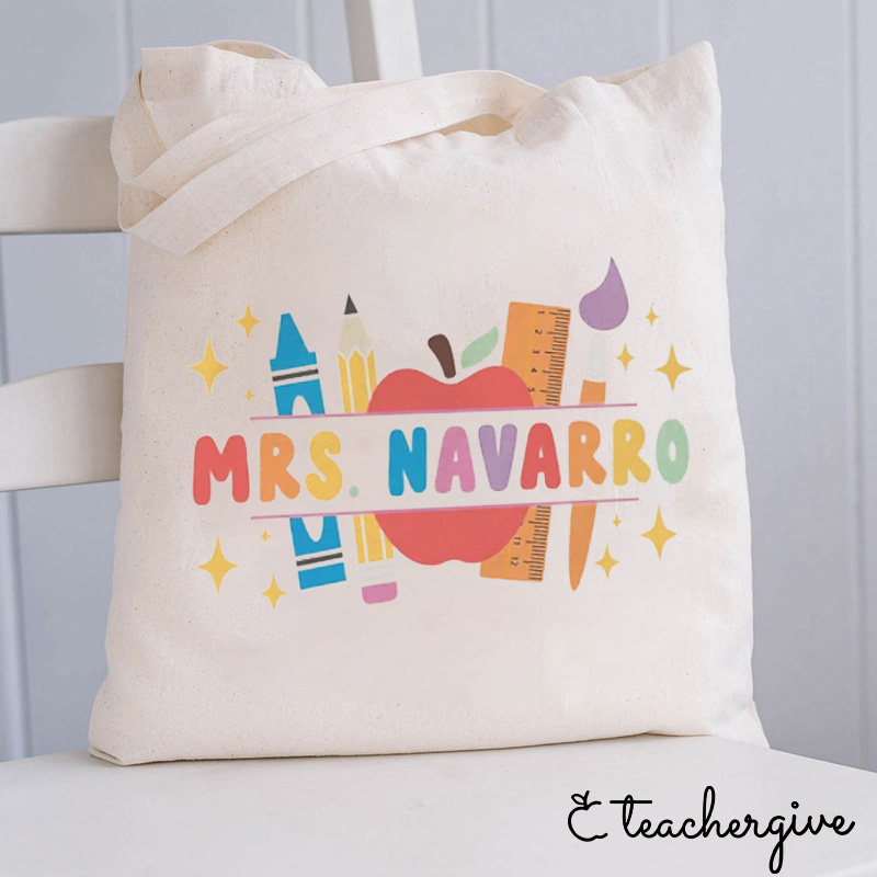 Personalized Stationery Teacher Name Teacher Tote Bag
