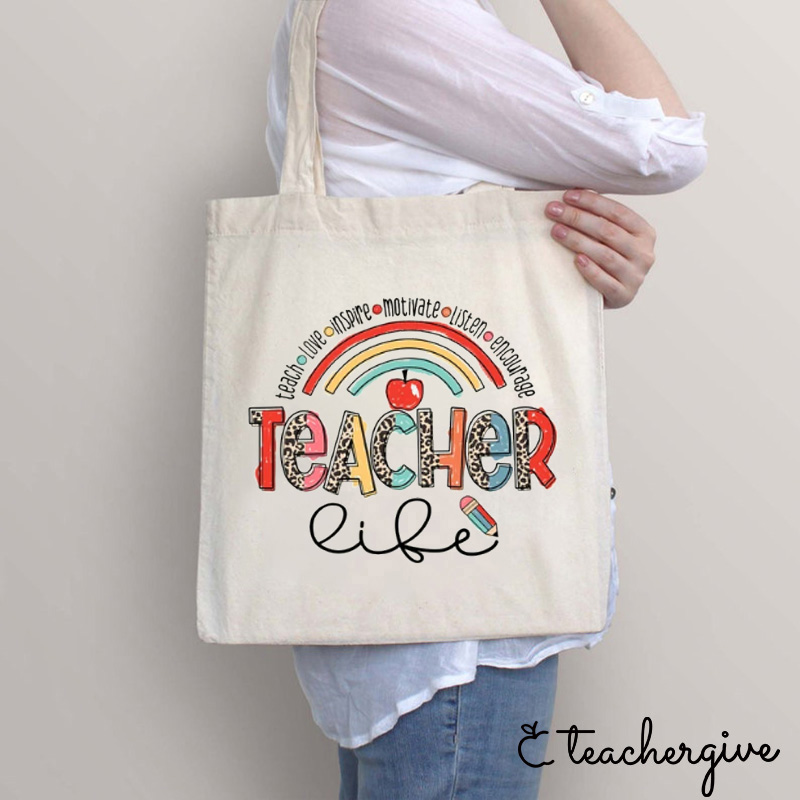 Teach Love Inspire Teacher Life Tote Bag