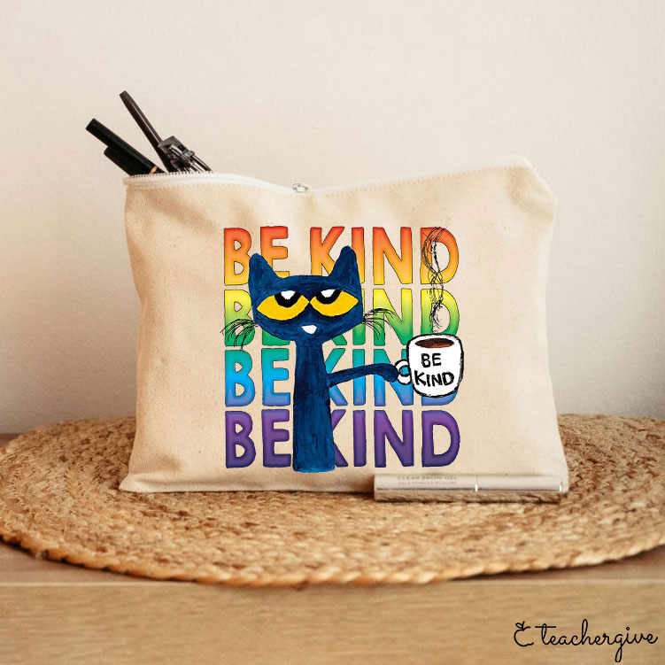 Be Kind Coffee Be Kind Cat Teacher Makeup Bag