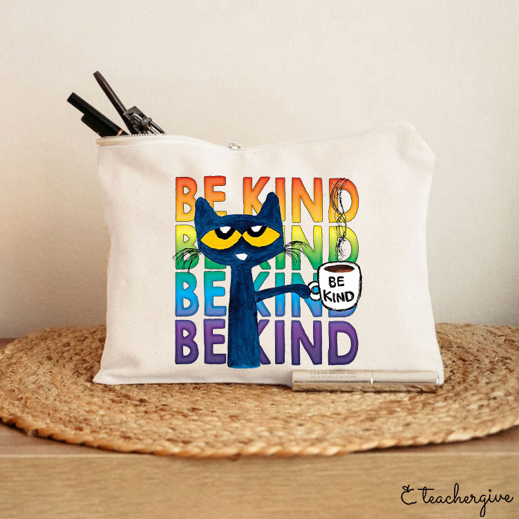 Be Kind Coffee Be Kind Cat Teacher Makeup Bag