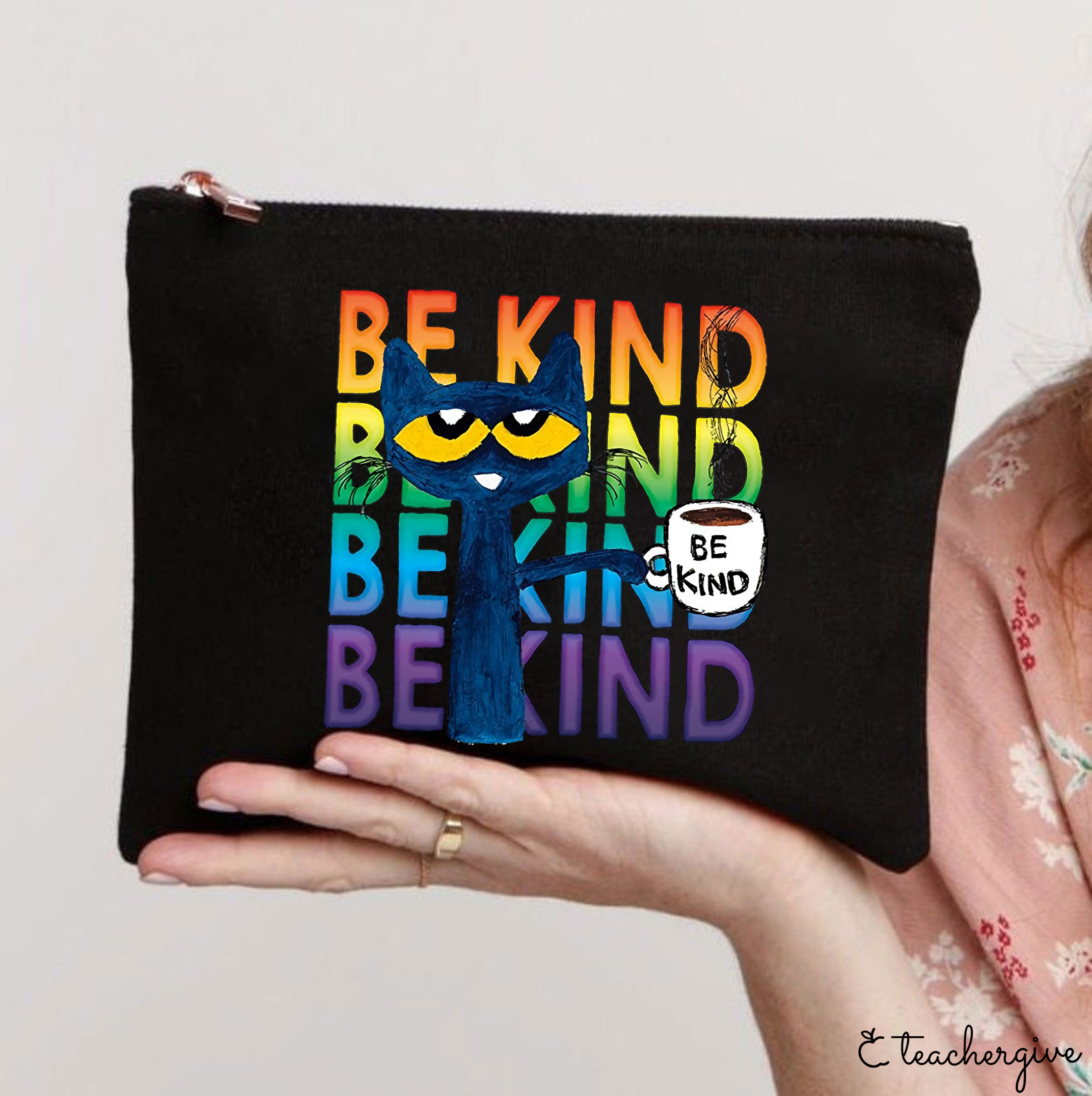 Be Kind Coffee Be Kind Cat Teacher Makeup Bag