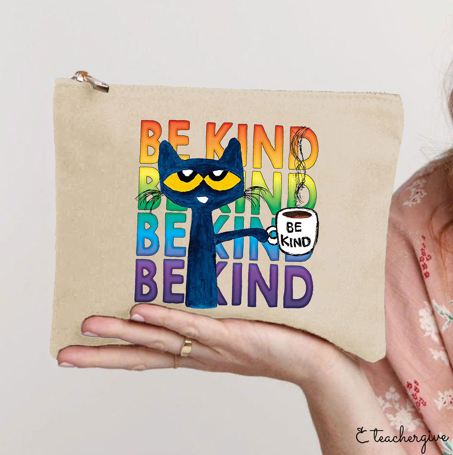 Be Kind Coffee Be Kind Cat Teacher Makeup Bag