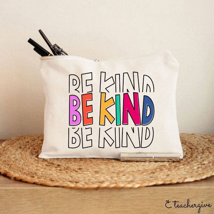 Be Kind Colorful Stripes Teacher Makeup Bag