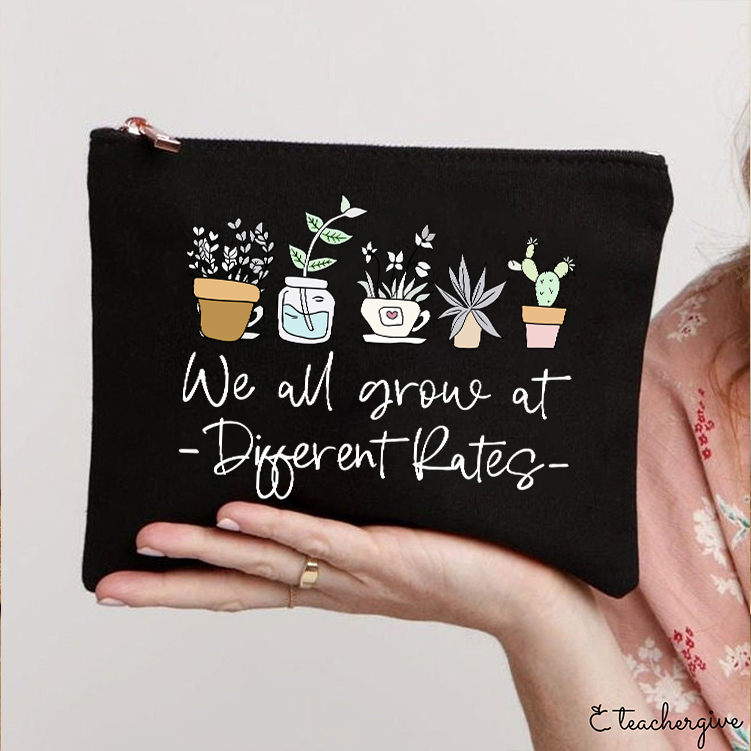 We All Grow At Different Rates Plants Teacher Makeup Bag