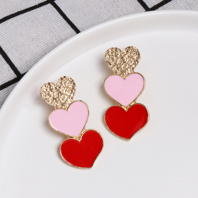 Three Lovely Hearts Teacher Metal Earrings