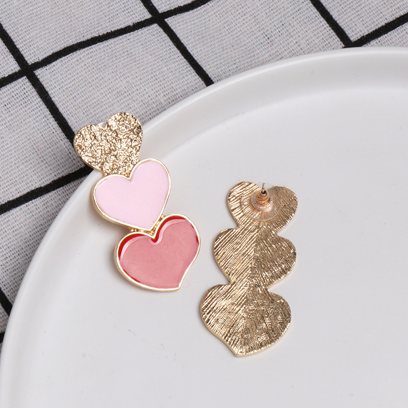 Three Lovely Hearts Teacher Metal Earrings