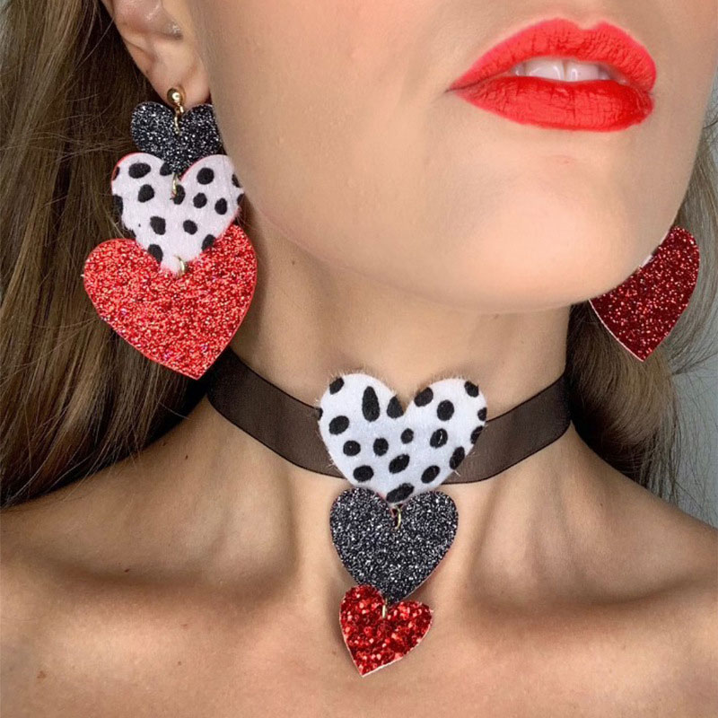 Leopard Print Heart Teacher Leather Earrings