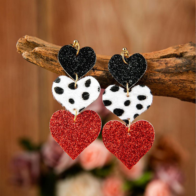 Leopard Print Heart Teacher Leather Earrings