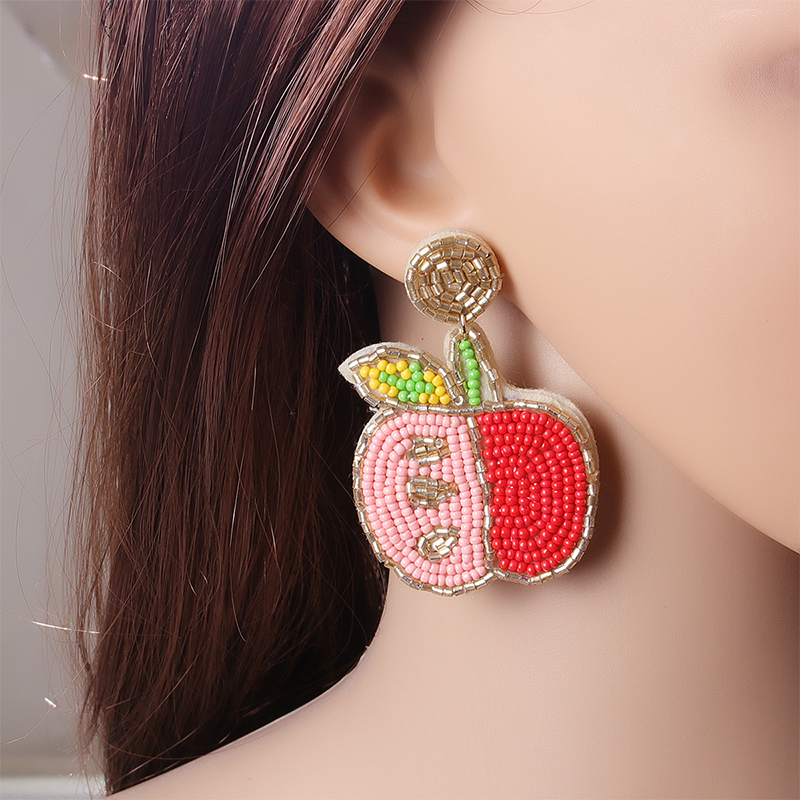 Gold Apple Seed Teacher Beaded Earrings