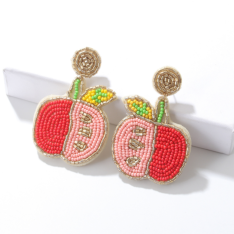 Gold Apple Seed Teacher Beaded Earrings