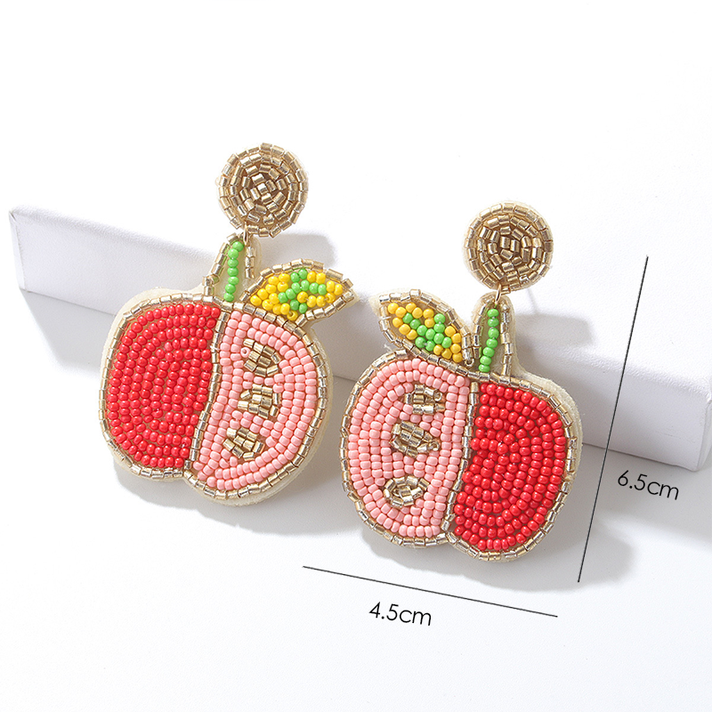 Gold Apple Seed Teacher Beaded Earrings