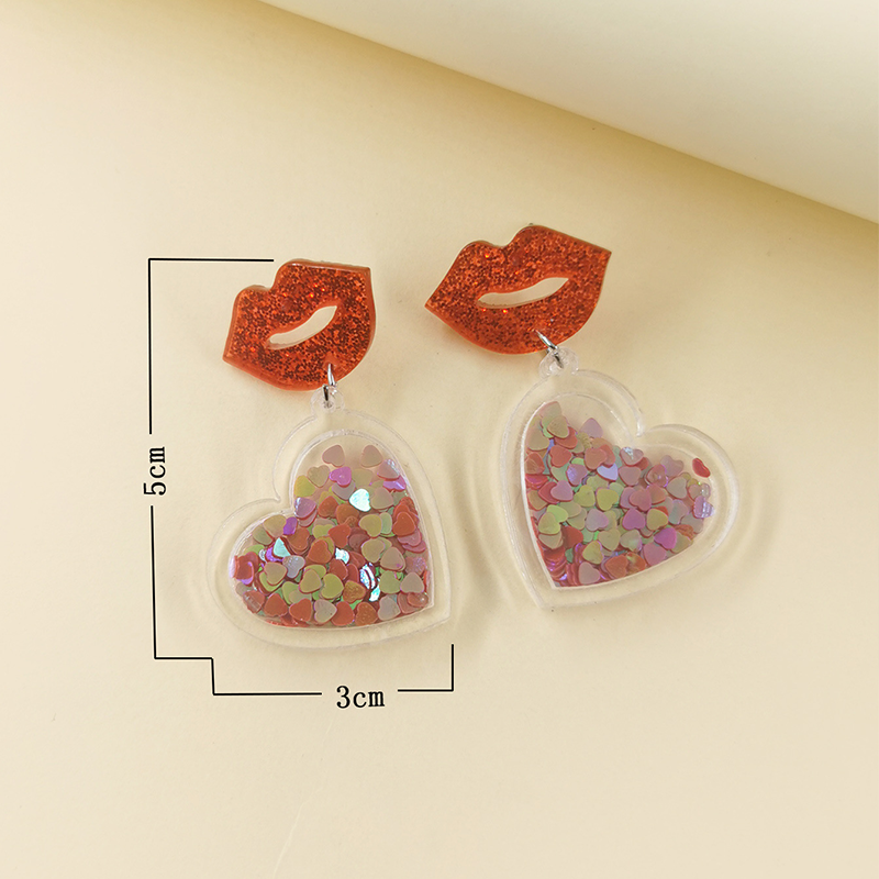 Heart Shaped Sequin Teacher Acrylic Earrings